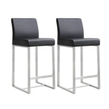 Denmark Performance Vegan Leather Stool with Silver Base - Set of 2 by TOV Furniture at Eve Furniture