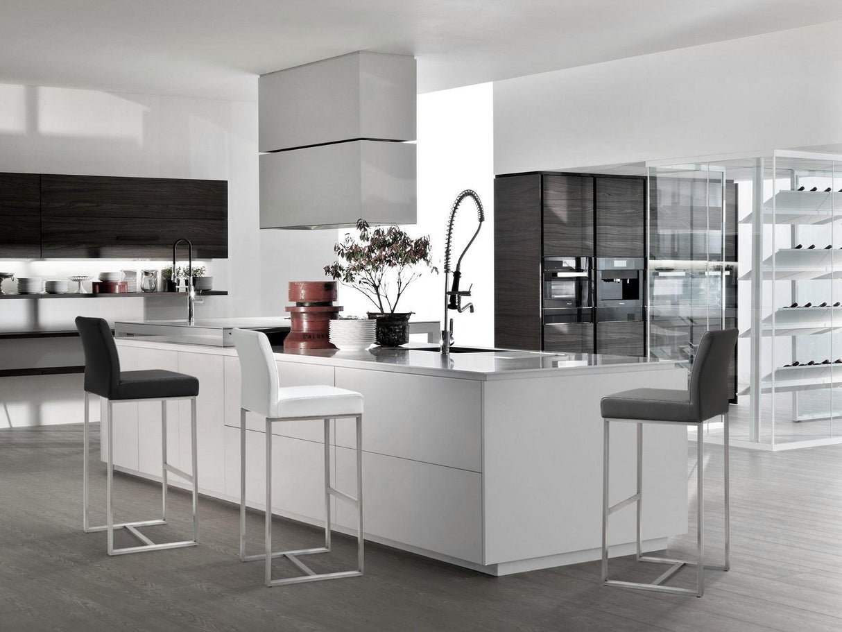 Denmark Performance Vegan Leather Stool with Silver Base - Set of 2 by TOV Furniture at Eve Furniture