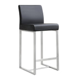 Denmark Performance Vegan Leather Stool with Silver Base - Set of 2 by TOV Furniture at Eve Furniture