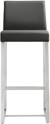 Denmark Performance Vegan Leather Stool with Silver Base - Set of 2 by TOV Furniture at Eve Furniture