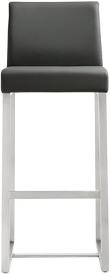 Denmark Performance Vegan Leather Stool with Silver Base - Set of 2 by TOV Furniture at Eve Furniture