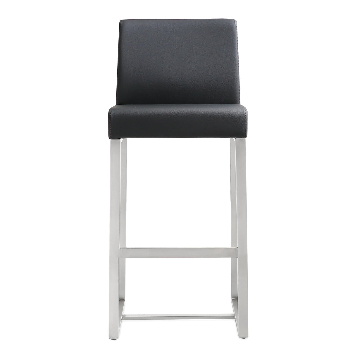 Denmark Performance Vegan Leather Stool with Silver Base - Set of 2 by TOV Furniture at Eve Furniture