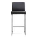 Denmark Performance Vegan Leather Stool with Silver Base - Set of 2 by TOV Furniture at Eve Furniture