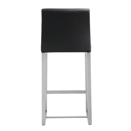 Denmark Performance Vegan Leather Stool with Silver Base - Set of 2 by TOV Furniture at Eve Furniture