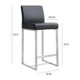 Denmark Performance Vegan Leather Stool with Silver Base - Set of 2 by TOV Furniture at Eve Furniture