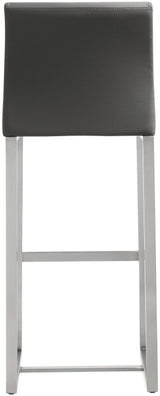 Denmark Performance Vegan Leather Stool with Silver Base - Set of 2 by TOV Furniture at Eve Furniture
