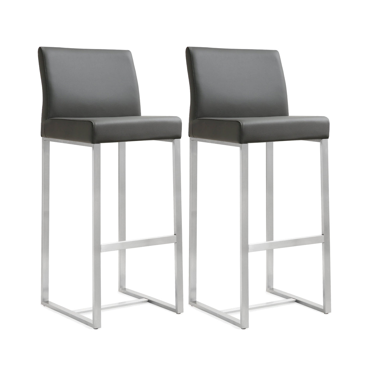 Denmark Performance Vegan Leather Stool with Silver Base - Set of 2 by TOV Furniture at Eve Furniture
