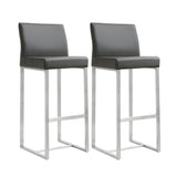Denmark Performance Vegan Leather Stool with Silver Base - Set of 2 by TOV Furniture at Eve Furniture