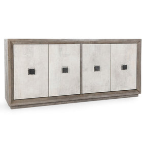 Denver Distressed Gary/Antique White 4 Door Cabinet by Classic Home at Eve Furniture