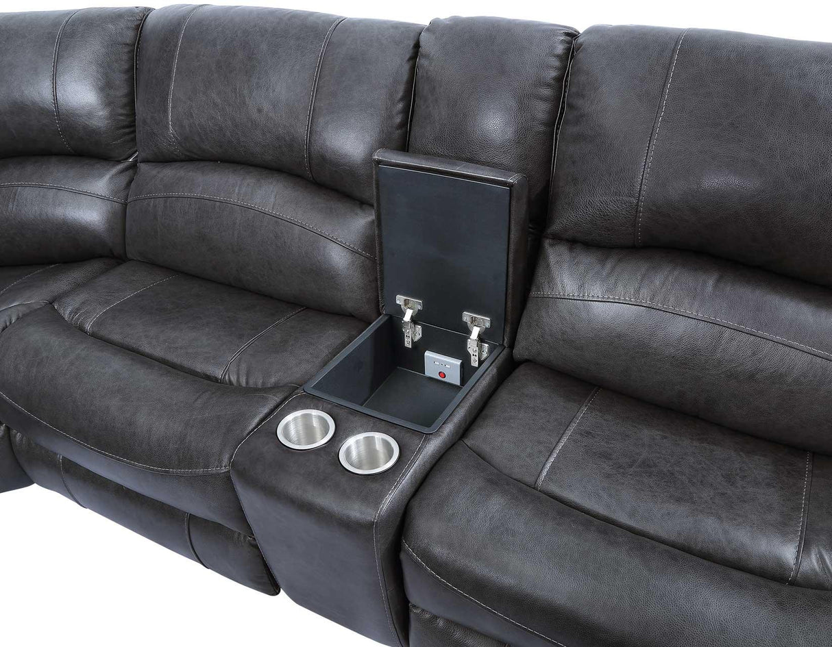 Denver Charcoal Dual-Power 6-Piece Sectional by Steve Silver at Eve Furniture