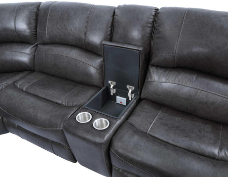 Denver Charcoal Dual-Power 6-Piece Sectional by Steve Silver at Eve Furniture