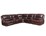 Denver Dual-Power 6-Piece Leather Sectional, Brown