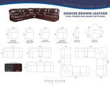 Denver Dual-Power 6-Piece Leather Sectional, Brown