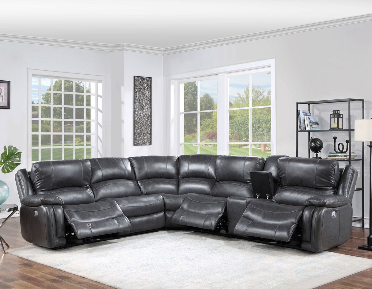 Denver Dual-Power 6-Piece Sectional, Charcoal