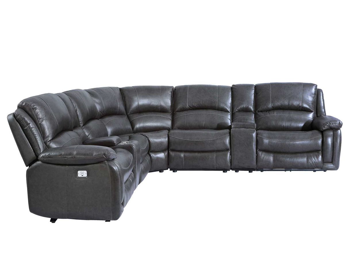 Denver Dual-Power 6-Piece Sectional, Charcoal