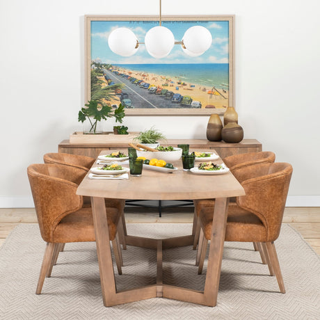 Denver Rectangular Brown Solid Wood Top & Base Dining Table by Mercana at Eve Furniture