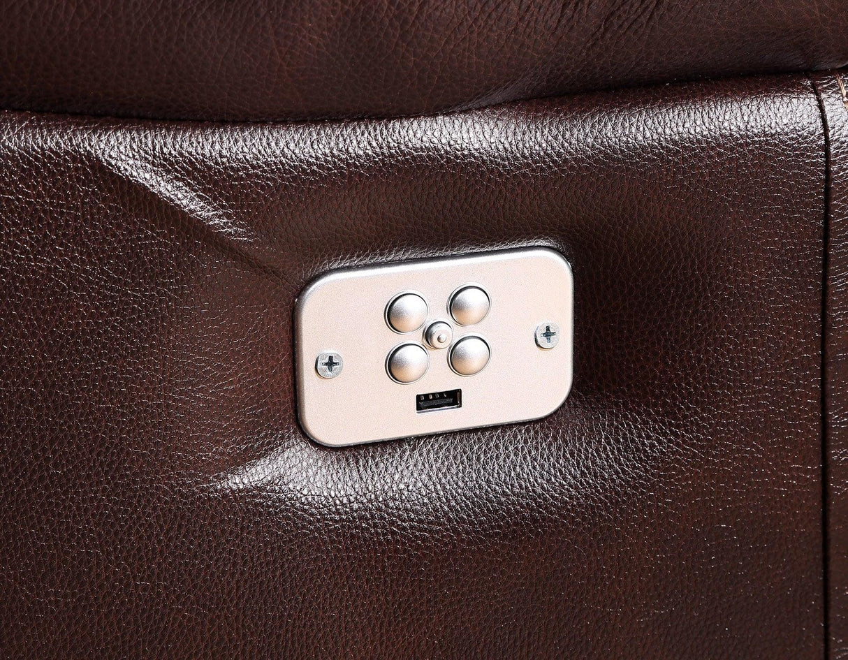 Denver Brown Dual-Power 6-Piece Leather Sectional by Steve Silver at Eve Furniture