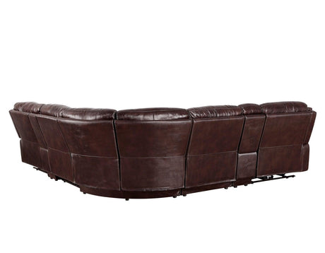 Denver Brown Dual-Power 6-Piece Leather Sectional by Steve Silver at Eve Furniture