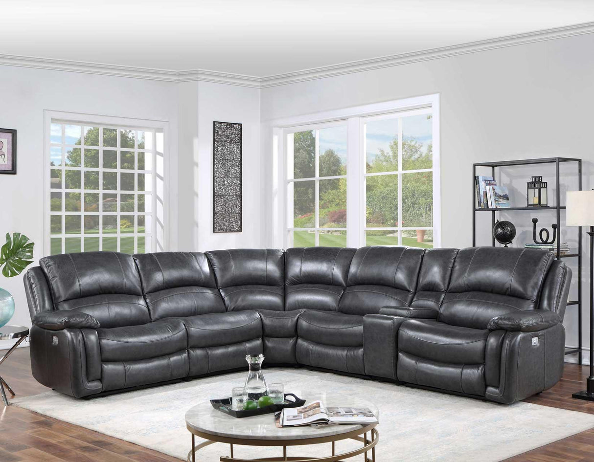 Denver Charcoal Dual-Power 6-Piece Sectional by Steve Silver at Eve Furniture