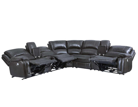Denver Charcoal Dual-Power 6-Piece Sectional by Steve Silver at Eve Furniture