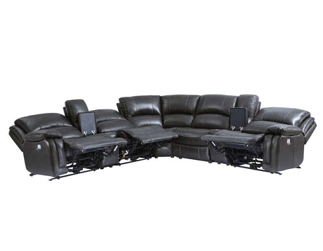 Denver Charcoal Dual-Power 6-Piece Sectional by Steve Silver at Eve Furniture