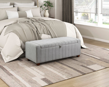 Derby Light Gray Storage Bench by Homelegance at Eve Furniture