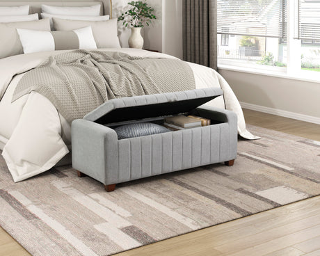 Derby Light Gray Storage Bench by Homelegance at Eve Furniture