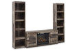 Derekson Multi Gray 3-Piece Entertainment Center with Electric Fireplace by Ashley at Eve Furniture