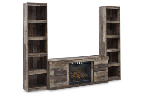 Derekson Multi Gray 3-Piece Entertainment Center with Electric Fireplace by Ashley at Eve Furniture
