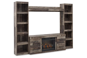 Derekson Multi Gray 4-Piece Entertainment Center with Electric Fireplace by Ashley at Eve Furniture