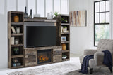 Derekson Multi Gray 4-Piece Entertainment Center with Electric Fireplace by Ashley at Eve Furniture