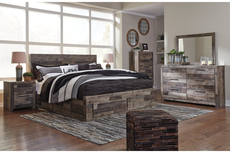 Derekson Multi Gray King Storage Platform Bed with 4 Drawers by Ashley at Eve Furniture