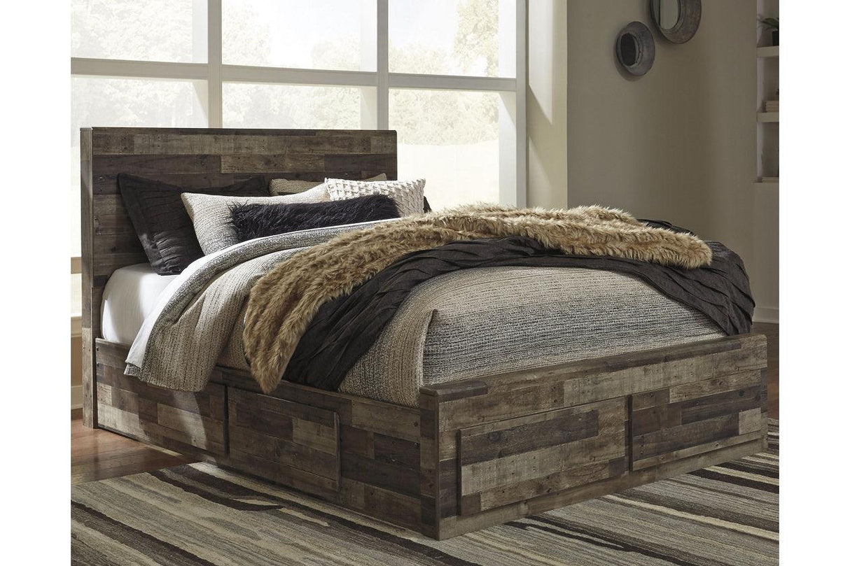 Derekson Multi Gray Queen Platform Bed with 4 Storage Drawers by Ashley at Eve Furniture