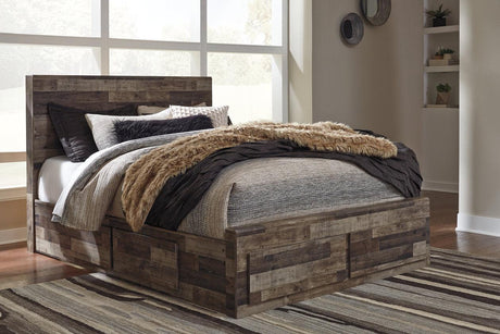 Derekson Multi Gray Queen Platform Bed with 6 Storage Drawers by Ashley at Eve Furniture