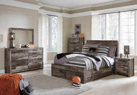 Derekson Multi Gray Storage Youth Platform Bedroom Set with 4 Drawers by Ashley at Eve Furniture