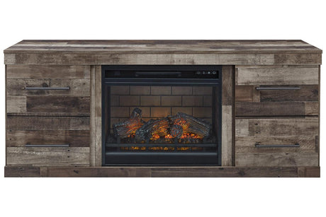 Derekson Multi Gray TV Stand with Electric Fireplace by Ashley at Eve Furniture