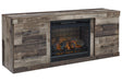 Derekson Multi Gray TV Stand with Electric Fireplace by Ashley at Eve Furniture