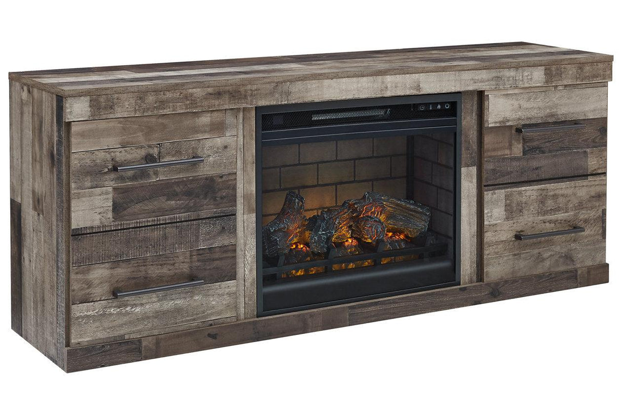 Derekson Multi Gray TV Stand with Electric Fireplace by Ashley at Eve Furniture