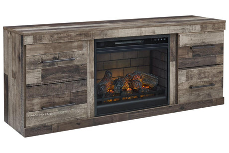 Derekson Multi Gray TV Stand with Electric Fireplace by Ashley at Eve Furniture