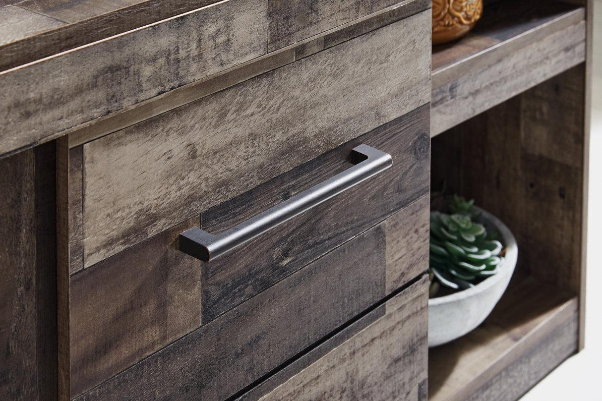 Derekson Multi Gray 4-Piece Entertainment Center by Ashley at Eve Furniture