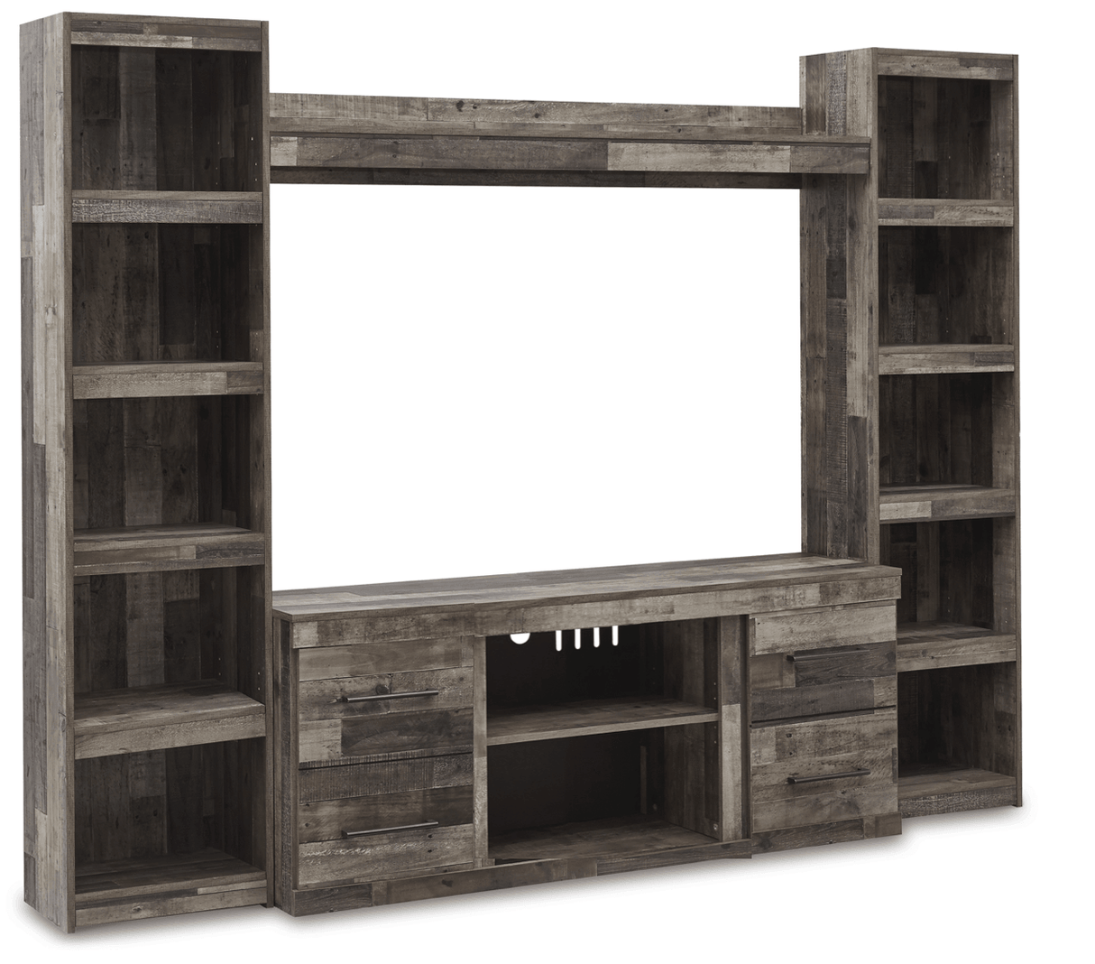 Derekson Multi Gray 4-Piece Entertainment Center by Ashley at Eve Furniture