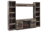 Derekson Multi Gray 4-Piece Entertainment Center with Electric Fireplace by Ashley at Eve Furniture