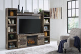 Derekson Multi Gray 4-Piece Entertainment Center with Electric Fireplace by Ashley at Eve Furniture