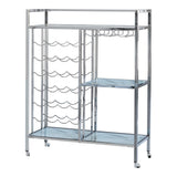 Derion Chrome Glass Shelf Serving Cart with Casters