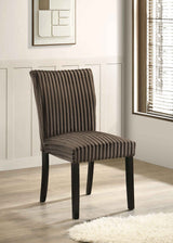 Dermott Chocolate Upholstered Parson Dining Side Chair (Set of 2) by Coaster at Eve Furniture