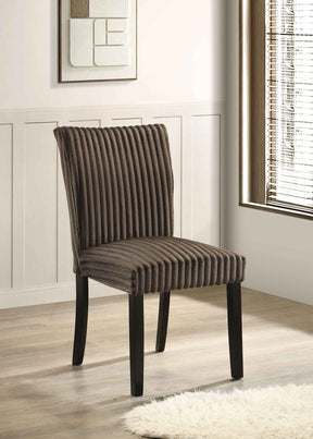 Dermott Chocolate Upholstered Parson Dining Side Chair (Set of 2) by Coaster at Eve Furniture