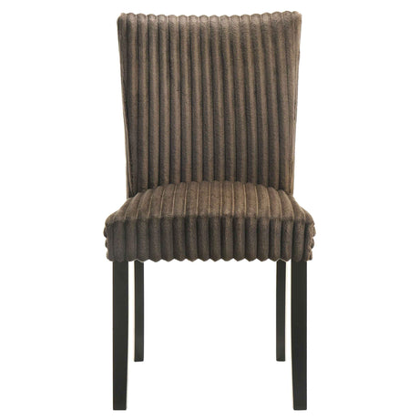 Dermott Chocolate Upholstered Parson Dining Side Chair (Set of 2) by Coaster at Eve Furniture