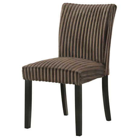 Dermott Chocolate Upholstered Parson Dining Side Chair (Set of 2) by Coaster at Eve Furniture