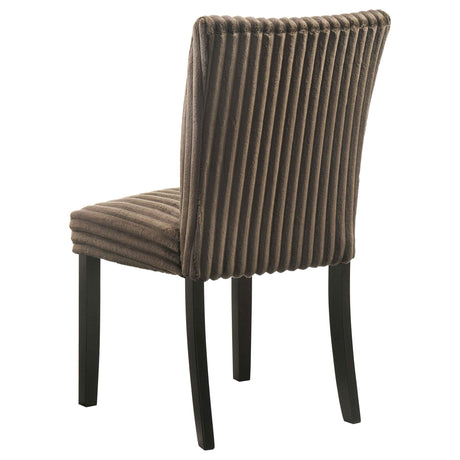 Dermott Chocolate Upholstered Parson Dining Side Chair (Set of 2) by Coaster at Eve Furniture