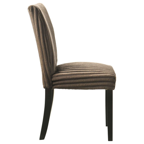 Dermott Chocolate Upholstered Parson Dining Side Chair (Set of 2) by Coaster at Eve Furniture